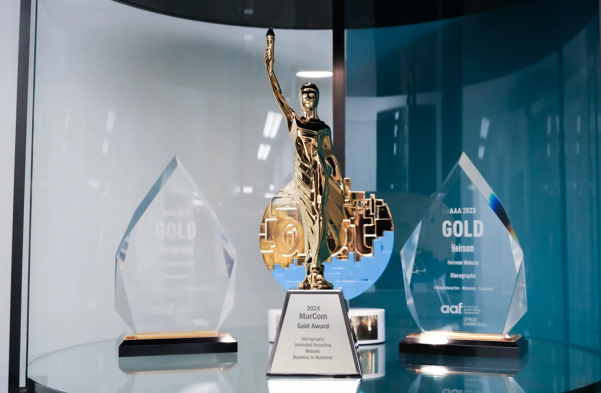 Hiero awards on a shelf